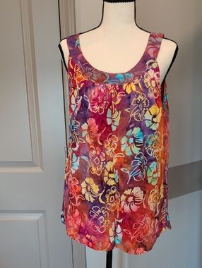 Vibrant Multicolor Floral Scoop-Neck Tank Top